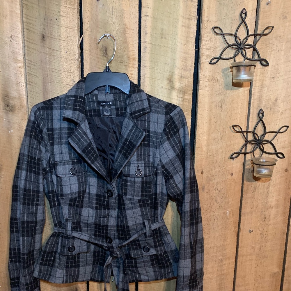 Better B. Ladies Plaid Belted Jacket